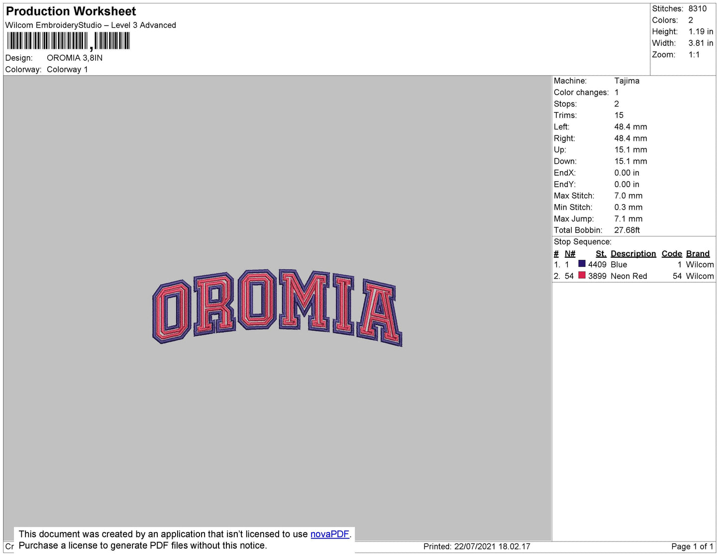 Oromia Text Embroidery File 4 size