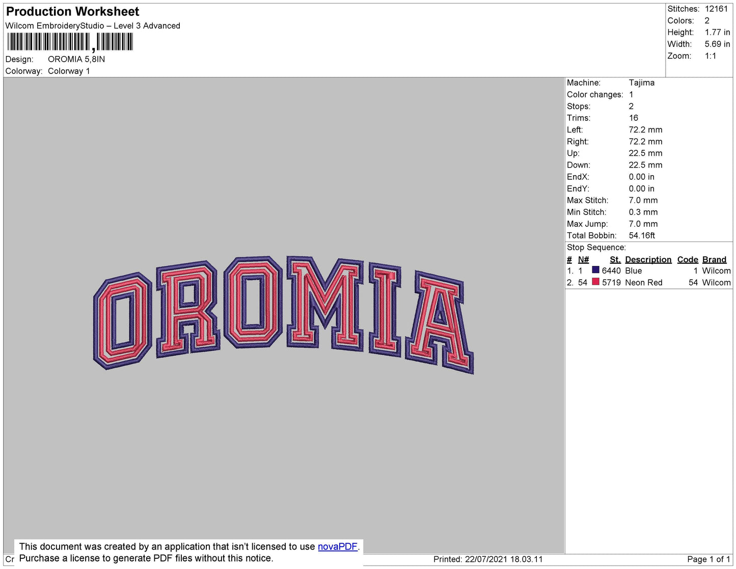 Oromia Text Embroidery File 4 size