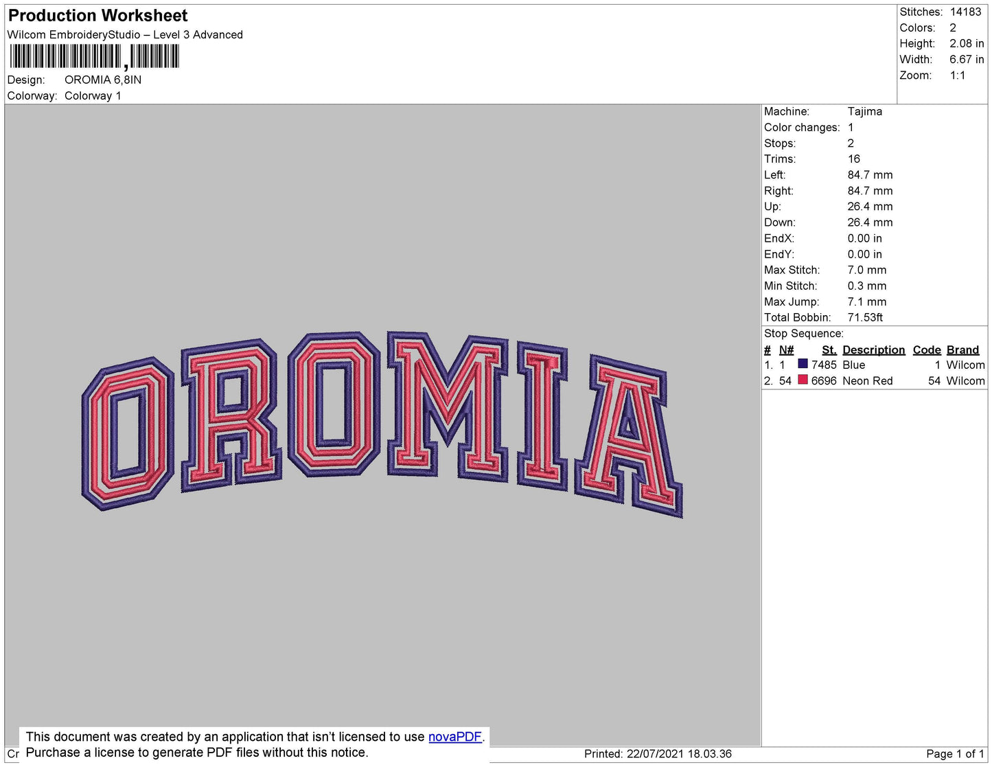 Oromia Text Embroidery File 4 size