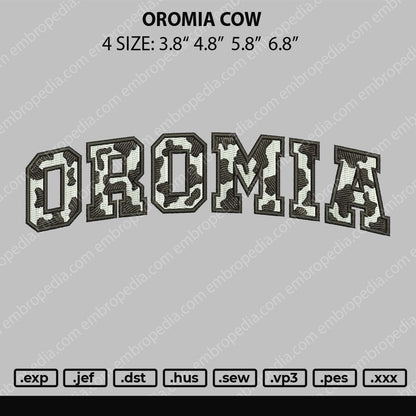 Oromia Cow Text Embroidery File 4 size
