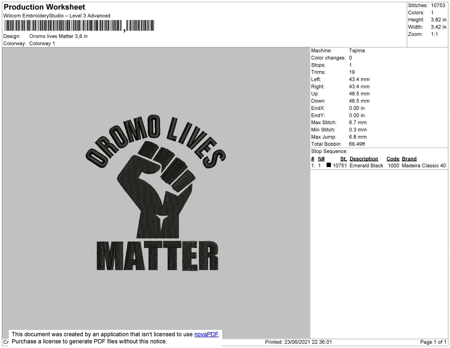 Oromo Lives Matter Embroidery File 4 size