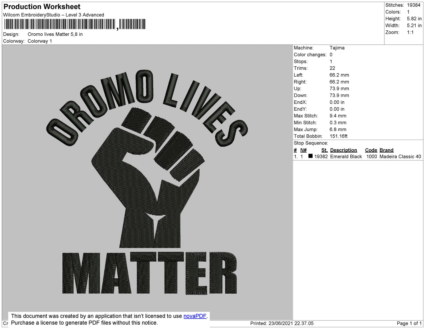 Oromo Lives Matter Embroidery File 4 size
