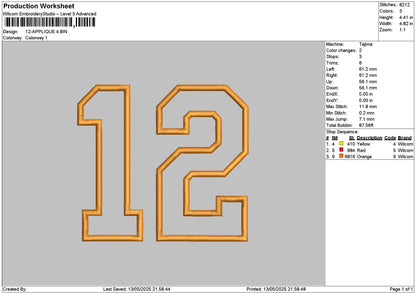 12 Applique Embroidery File 6 sizes