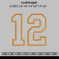 12 Applique Embroidery File 6 sizes