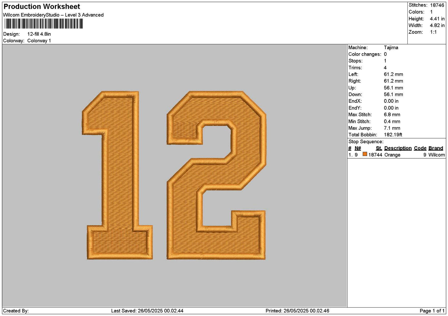 12 Fill Embroidery File 6 sizes