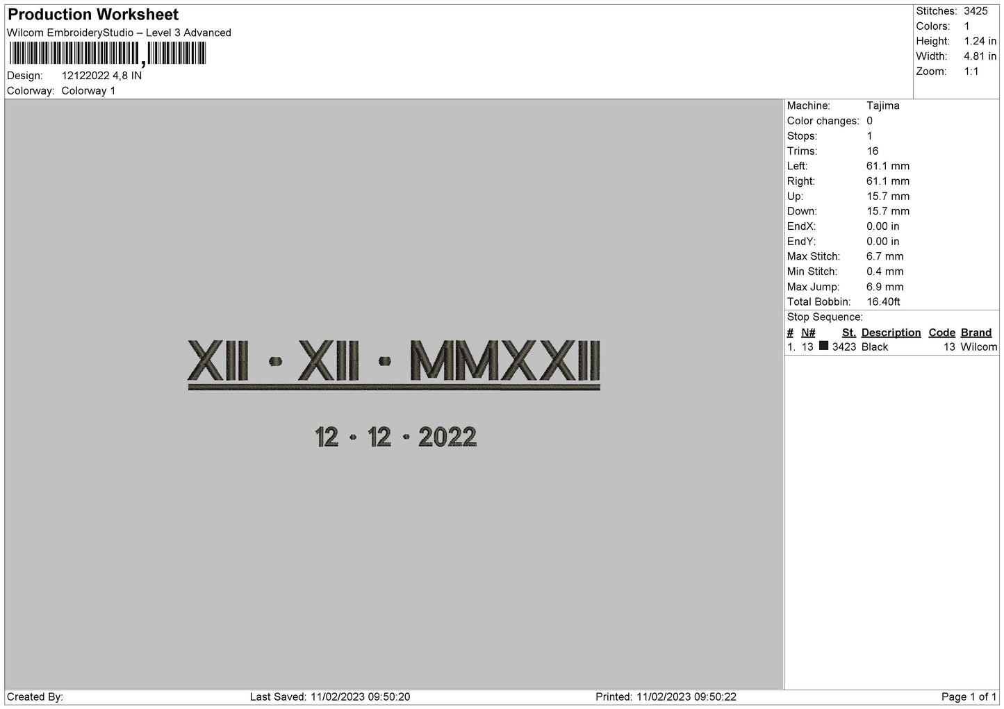 Roman Numerals 06 Embroidery File 6 sizes