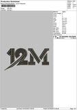 12M Black Embroidery File 6 sizes