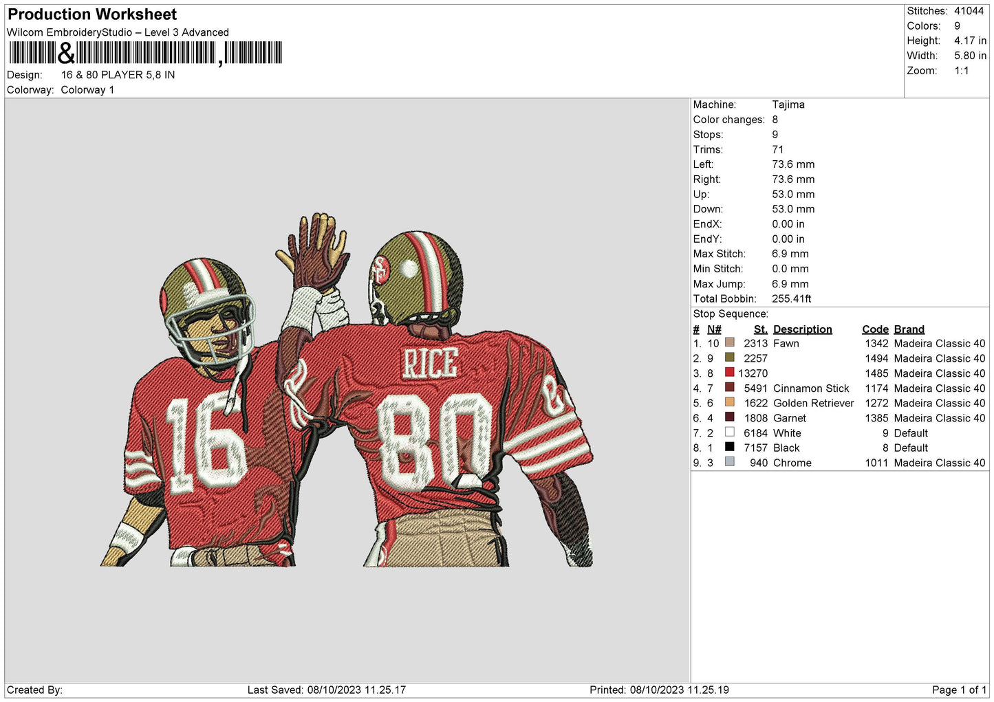 Jerry Rice 16 80 Player Embroidery File 6 sizes