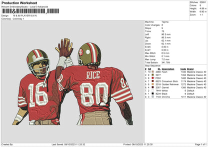 Jerry Rice 16 80 Player Embroidery File 6 sizes