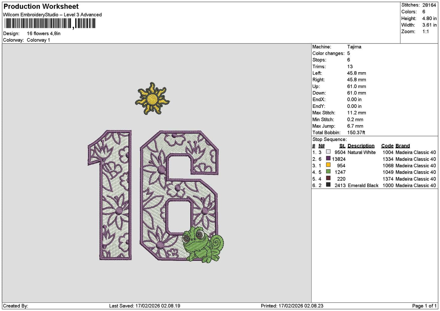 16 Flowers Embroidery File 6 sizes