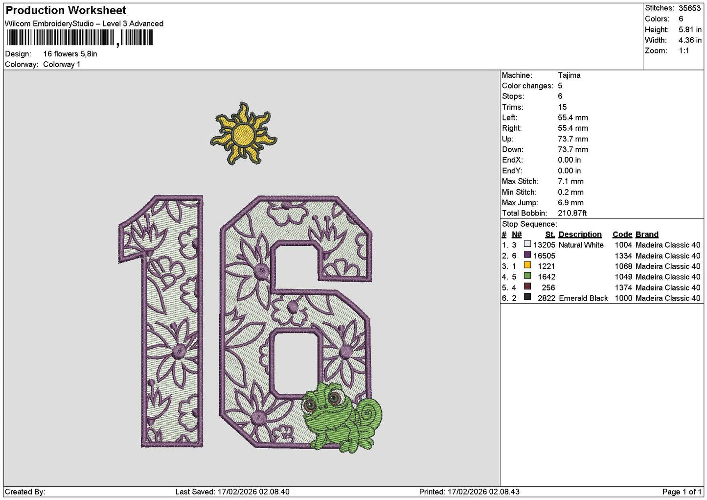 16 Flowers Embroidery File 6 sizes