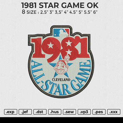 1981 STAR GAME OK Embroidery File 6 size