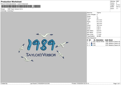 Taylorver003 Embroidery File 6 sizes