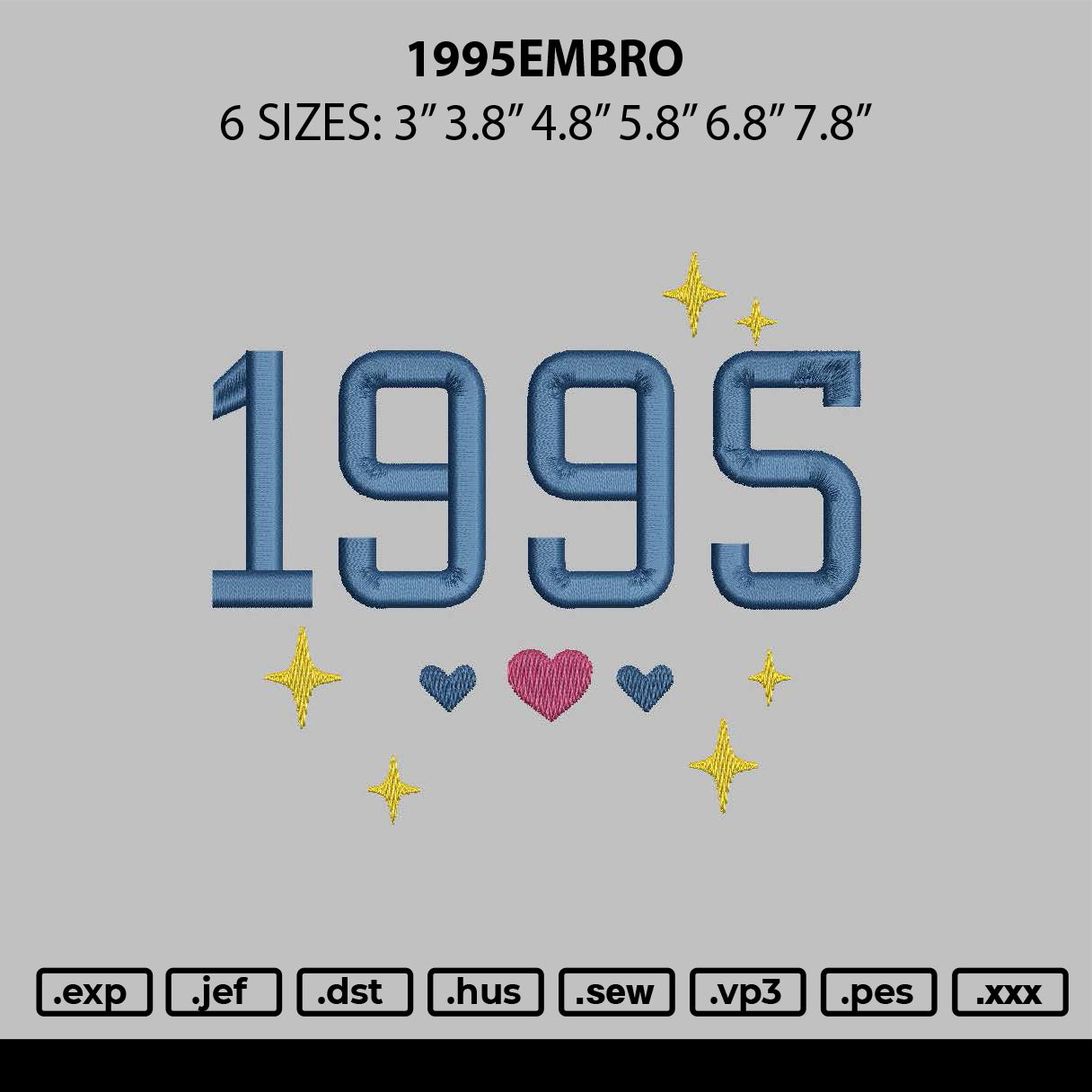 1995embro Embroidery File 6 sizes