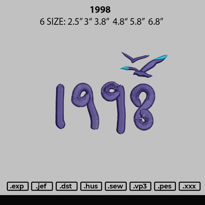 Year Number V2 Embroidery Design File 6 sizes