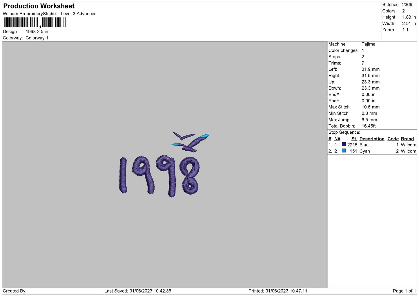 Year Number V2 Embroidery Design File 6 sizes