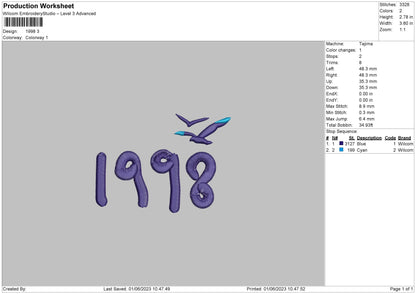 Year Number V2 Embroidery Design File 6 sizes