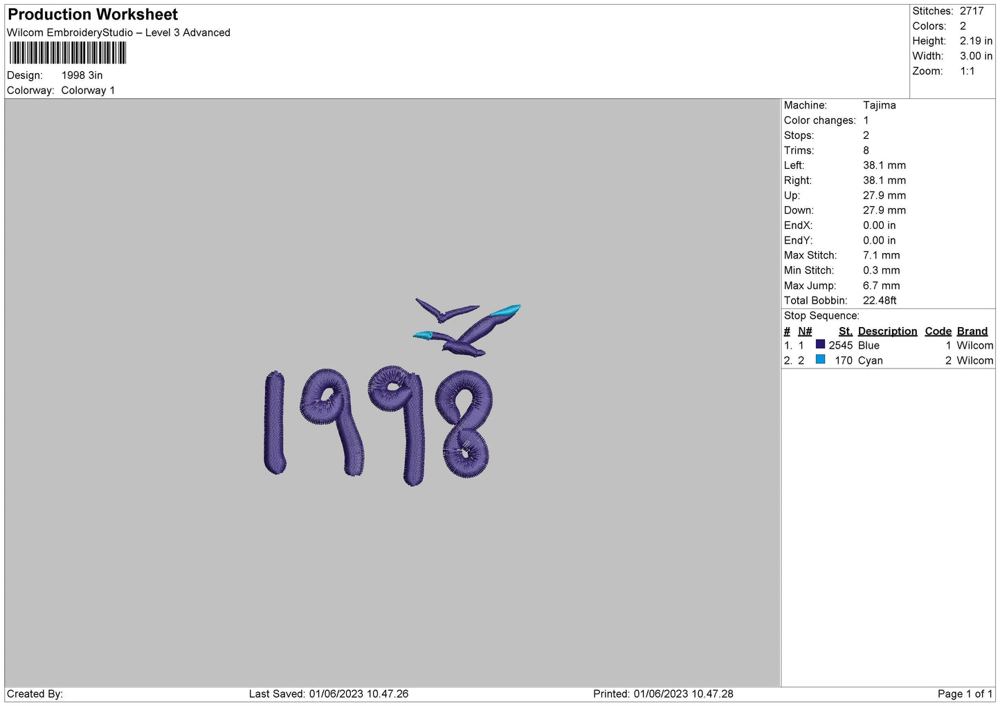 Year Number V2 Embroidery Design File 6 sizes