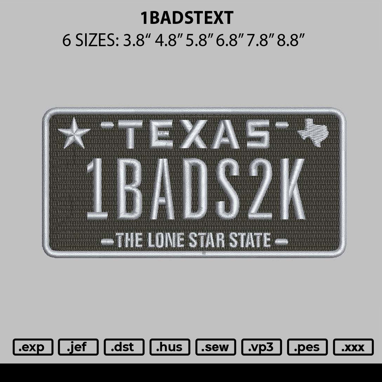 1badstext Embroidery File 6 sizes