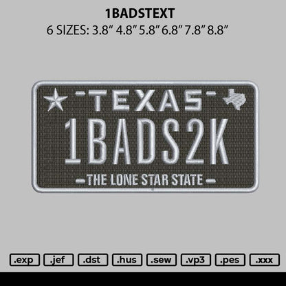 1badstext Embroidery File 6 sizes