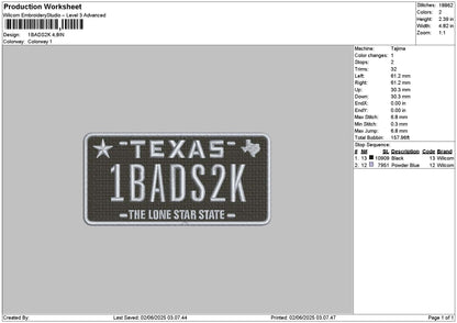 1badstext Embroidery File 6 sizes