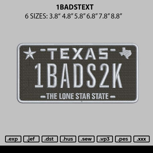 1badstext Embroidery File 6 sizes