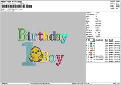 Birthdaytext 1 Embroidery File 6 sizes