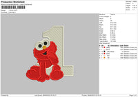 1 Elmo Embroidery File 6 sizes