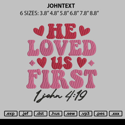 Johntext Embroidery File 6 sizes