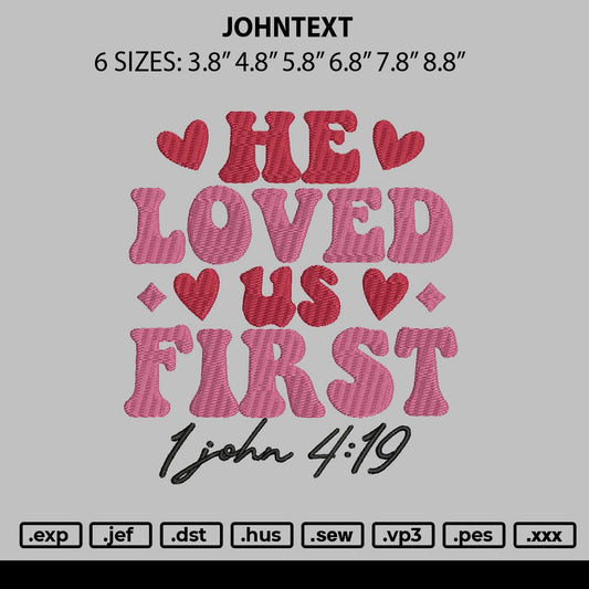 Johntext Embroidery File 6 sizes