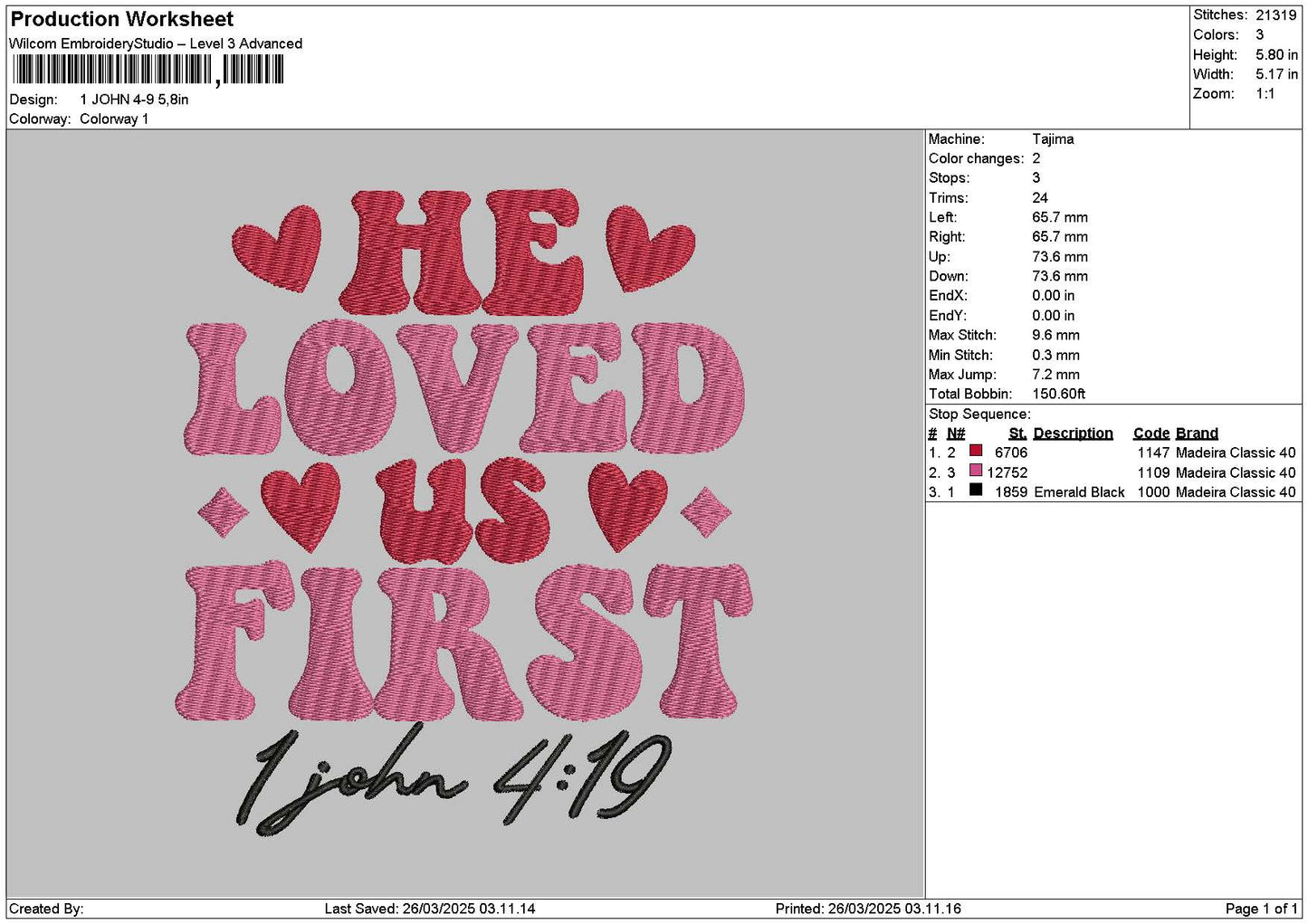 Johntext Embroidery File 6 sizes