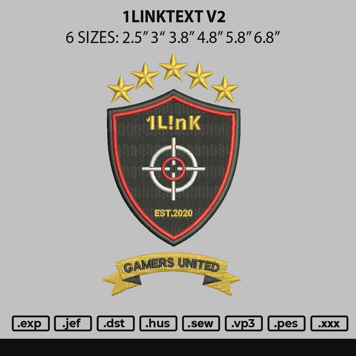 1linktext v2 Embroidery File 6 sizes