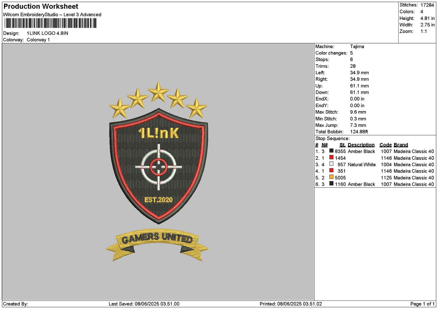 1linktext v2 Embroidery File 6 sizes