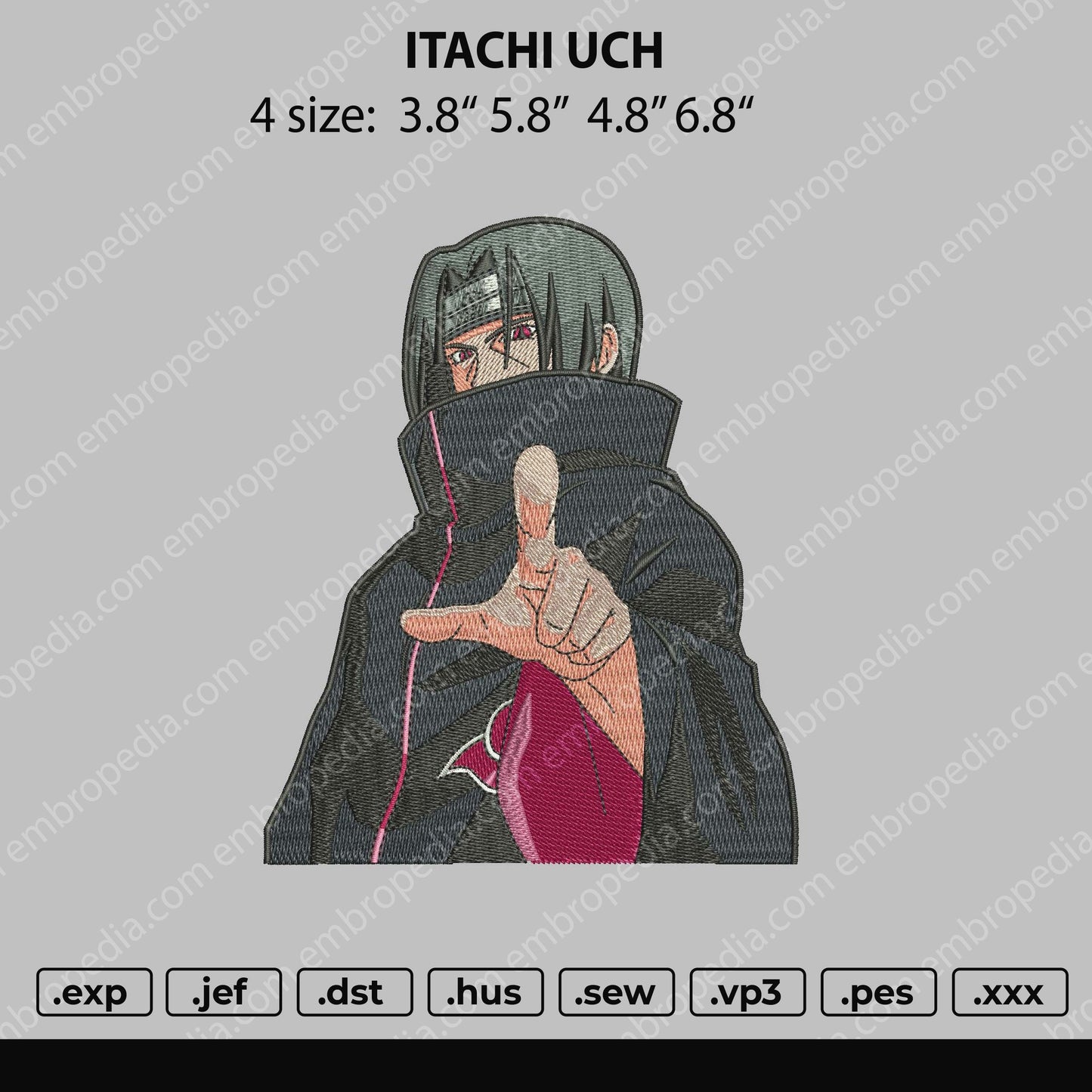 Itachi Uch Embroidery File 4 size