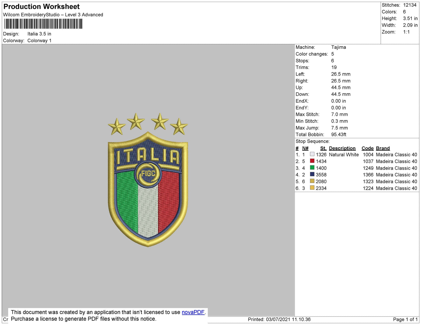 Italia Embroidery File 4 size