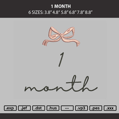 1 Month Embroidery Machine Design File 6 sizes