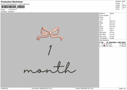 1 Month Embroidery Machine Design File 6 sizes