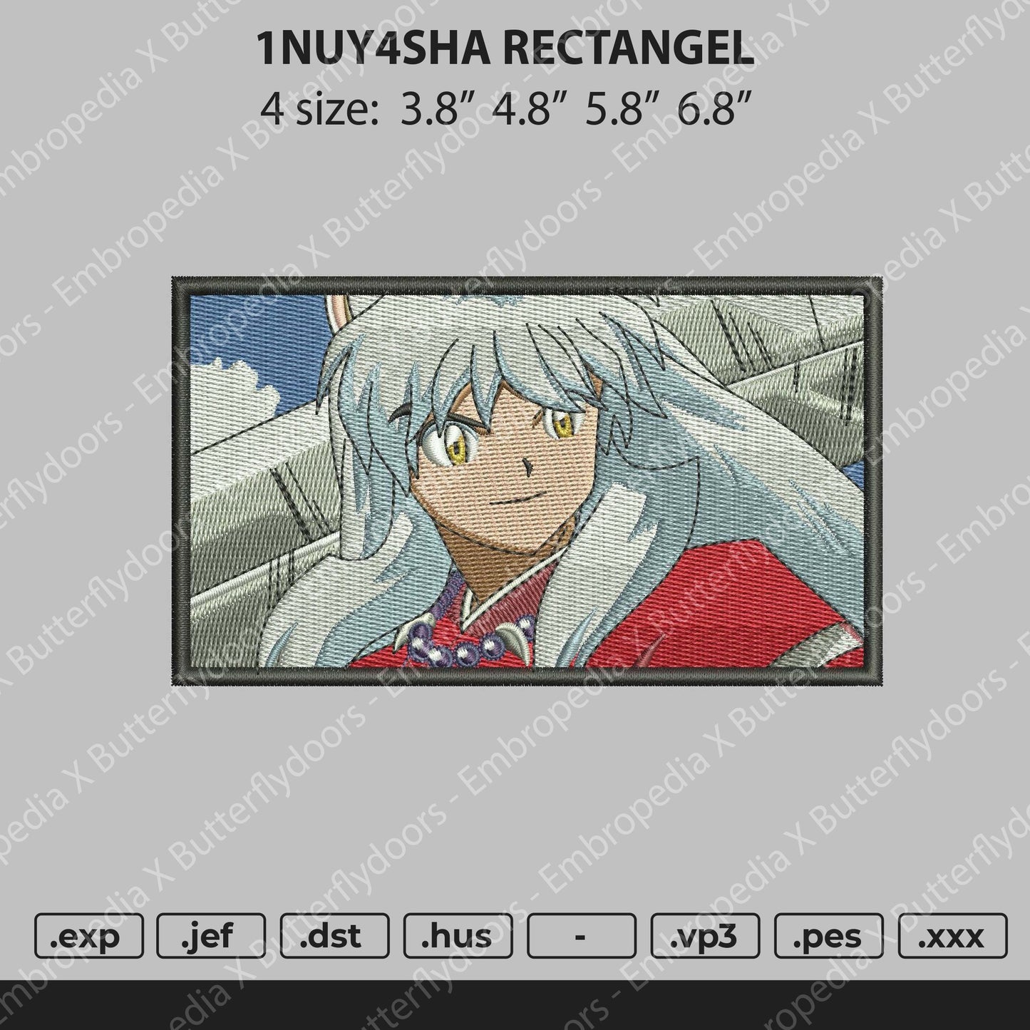 Inuyasha Rectangle Embroidery File 4 size
