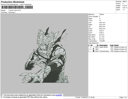 1 Punch Man Embroidery File 4 size