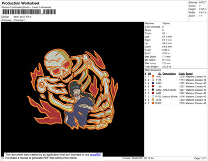 Itachi Skull Embroidery File 4 size