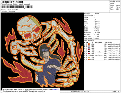 Itachi Skull Embroidery File 4 size