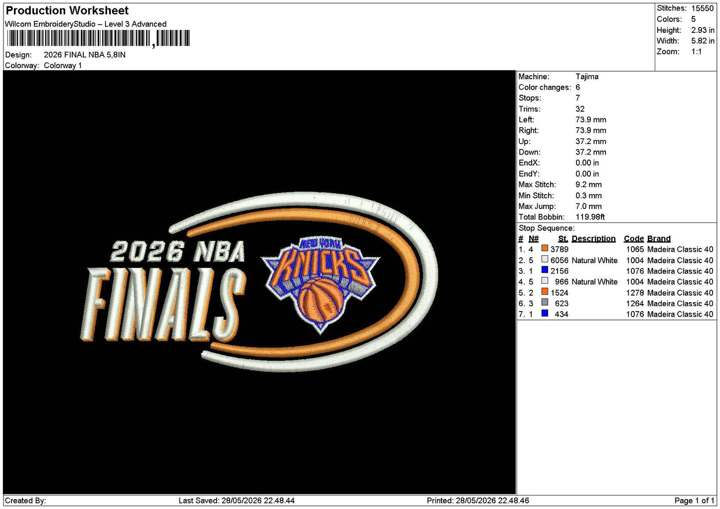 2026 Finals Embroidery Machine Design File 6 sizes