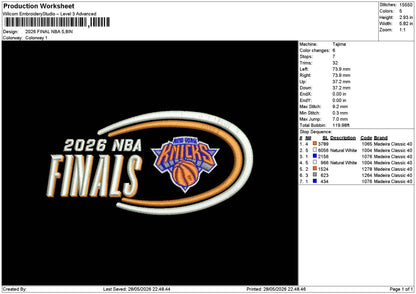 2026 Finals Embroidery Machine Design File 6 sizes