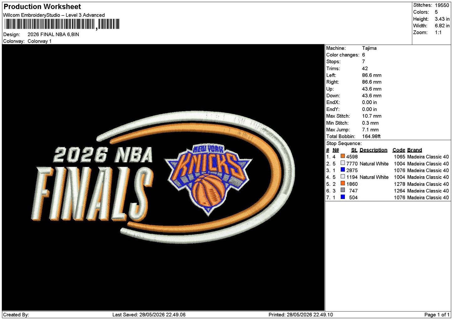 2026 Finals Embroidery Machine Design File 6 sizes