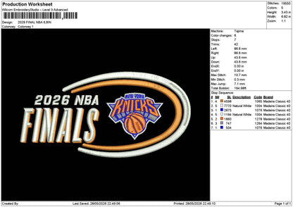 2026 Finals Embroidery Machine Design File 6 sizes