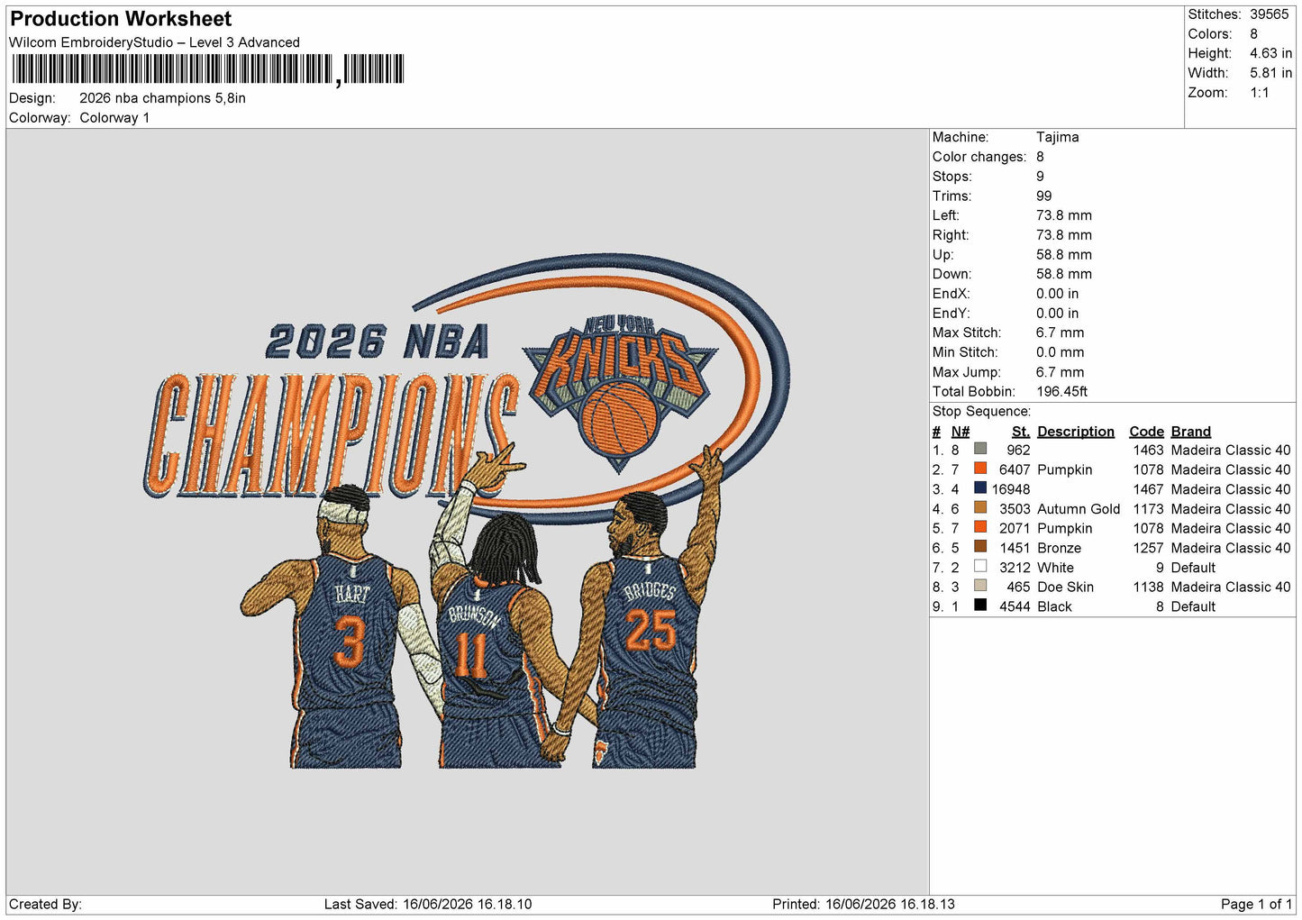 Champions 26 Embroidery Machine Design File 6 size