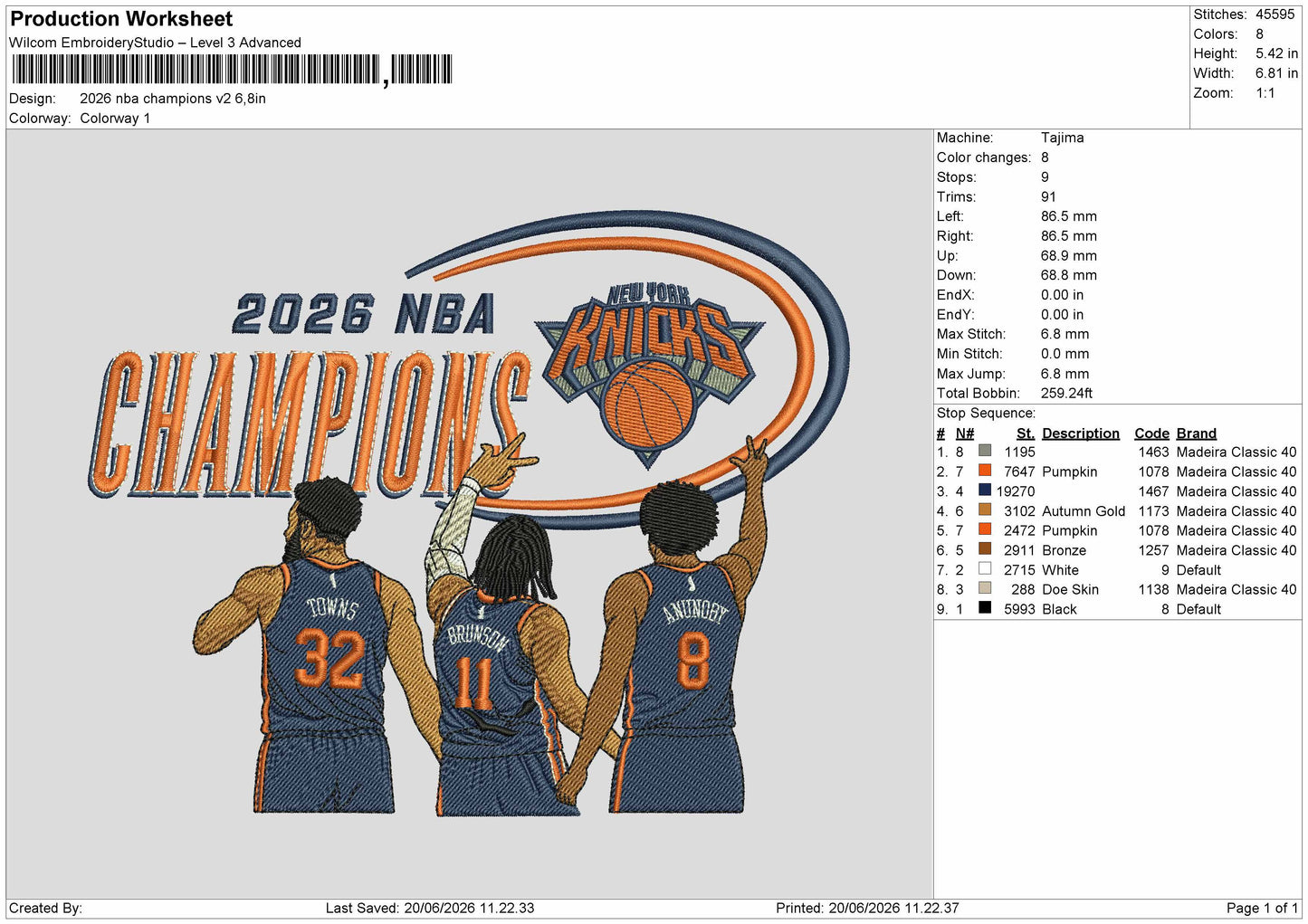 Champions 26 V2 Embroidery Machine Design File 6 sizes