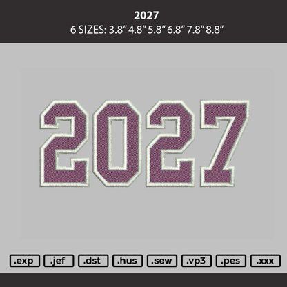 2027 Embroidery Machine Design File 6 sizes