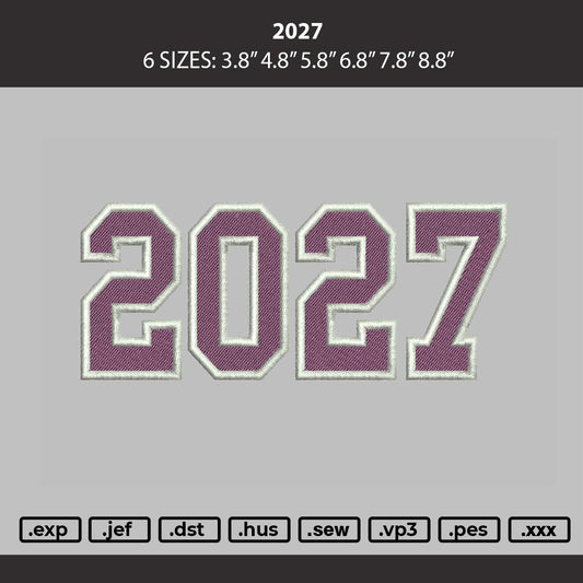 2027 Embroidery Machine Design File 6 sizes