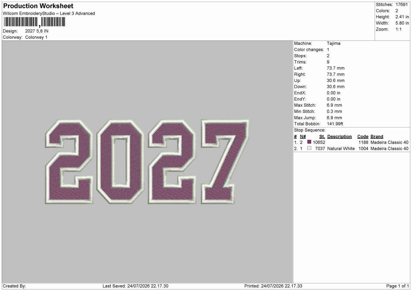 2027 Embroidery Machine Design File 6 sizes